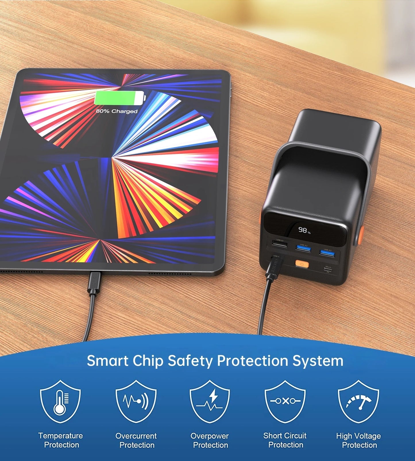 CHOETECH B664 50000mAh PD 65W Power Bank with LED Flashlight and LCD Display