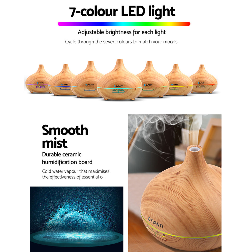 Devanti Aroma Diffuser - Light Wood Grain 300ml