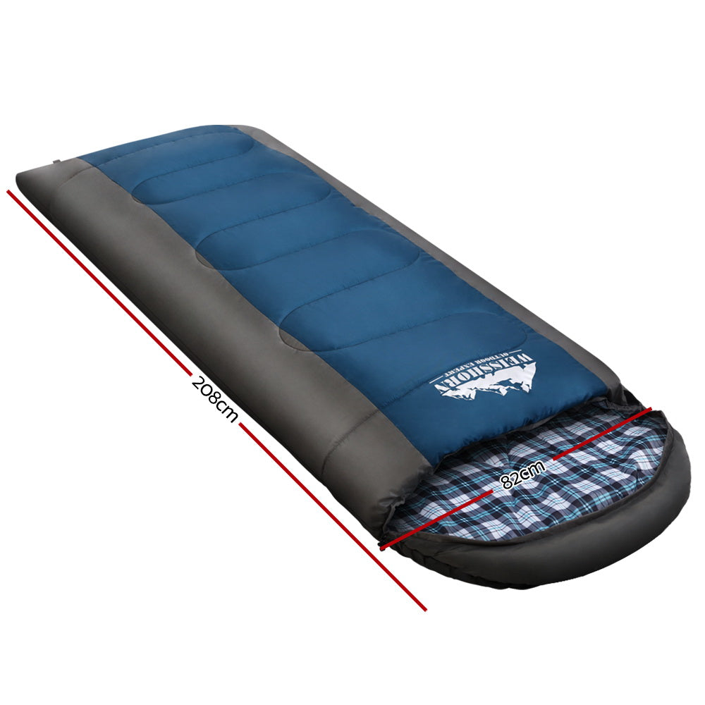 Weisshorn Thermal Sleeping Bag - Single, Blue, Rated for Camping and Hiking, -20°C