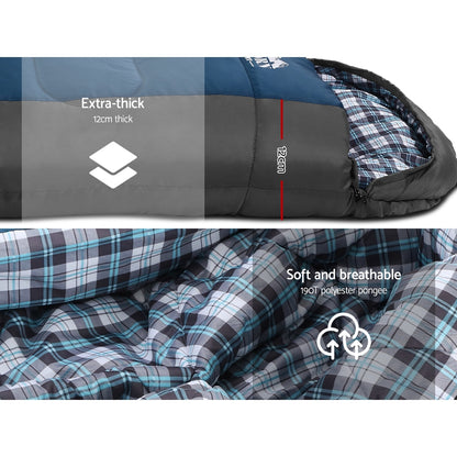 Weisshorn Thermal Sleeping Bag - Single, Blue, Rated for Camping and Hiking, -20°C