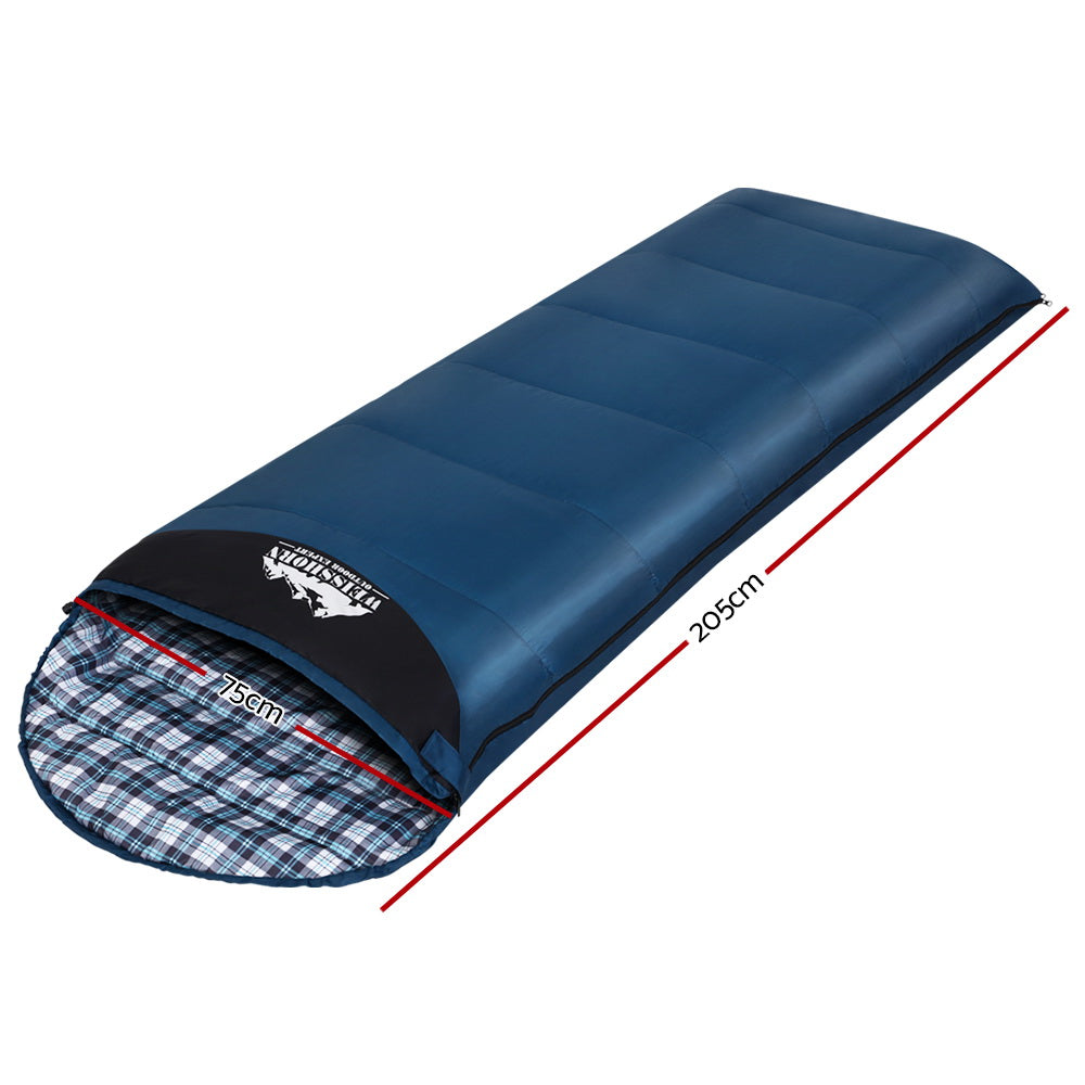 Weisshorn Thermal Sleeping Bag - Single, Blue, Suitable for Camping and Hiking, 0°C Temperature Rating