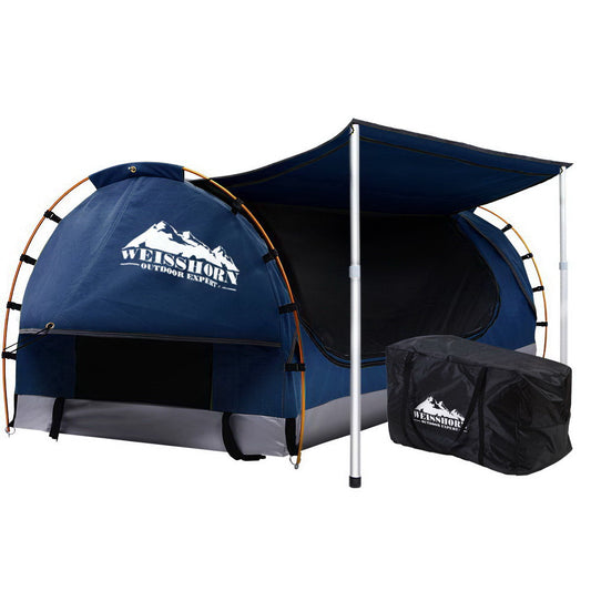 Weisshorn Double Swag Camping Tent - Free Standing Design, Heavy-Duty Canvas, Dark Blue