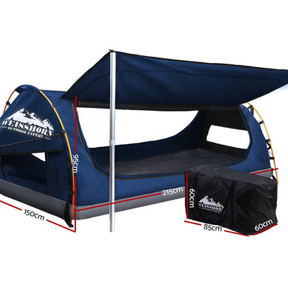 Weisshorn Double Swag Camping Tent - Free Standing Design, Heavy-Duty Canvas, Dark Blue