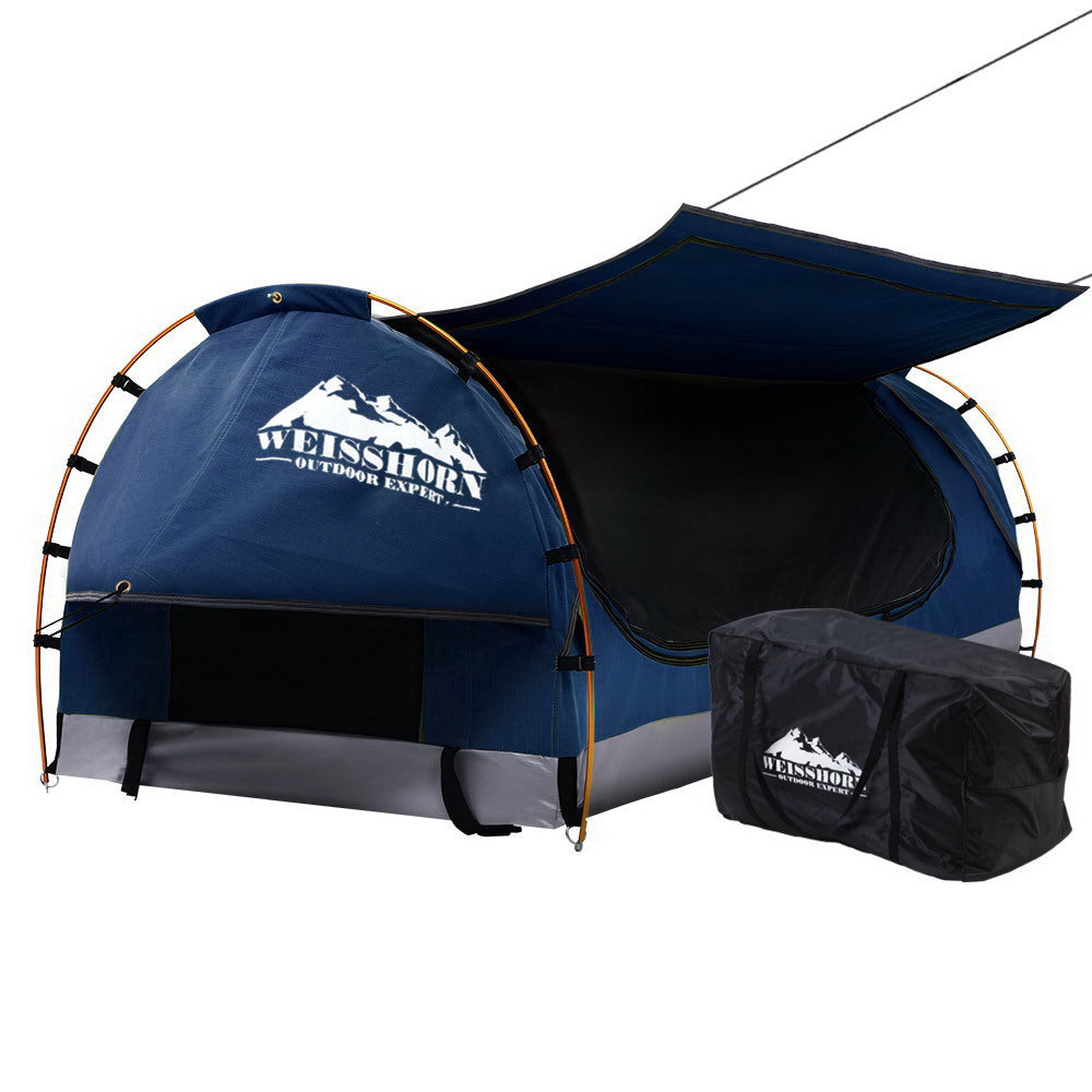 Weisshorn King Single Swag Camping Tent - Free Standing Design, Heavy-Duty Canvas, Blue