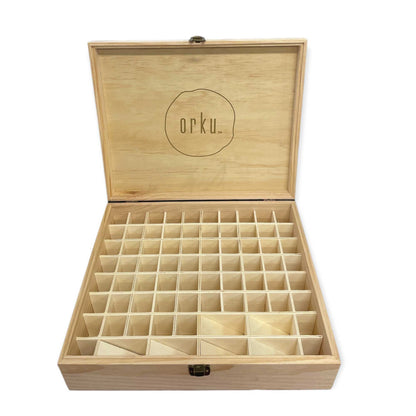 Essential Oils Storage Box - Wooden 1-Tier Bottle Holder - 74 Slots