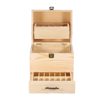 Essential Oils Storage Box - Wooden 3-Tier Bottle Holder - 59 Slots